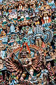 The great Chola temples of Tamil Nadu - the Sri Meenakshi-Sundareshwarar Temple of Madurai. The immense gopura gates of the outer walls. 